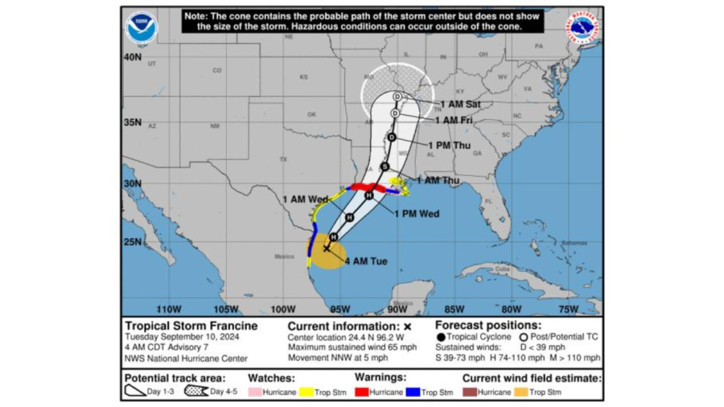 tropical storm watch turns toward northern Gulf Coast